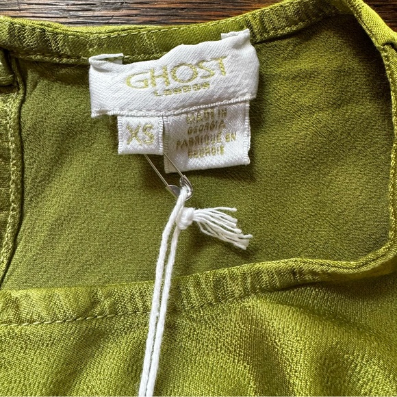 NWT Ghost London Green Satin Maxi Dress Sz XS - Picture 9 of 9